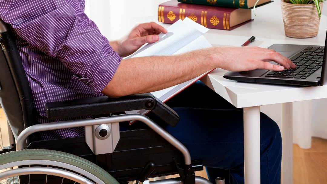 man on wheelchair - online learning